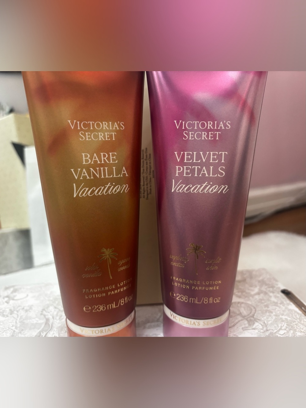 Victoria's Secret Velvet Petals + Bare Vanilla Vacation Lotion - Bundle